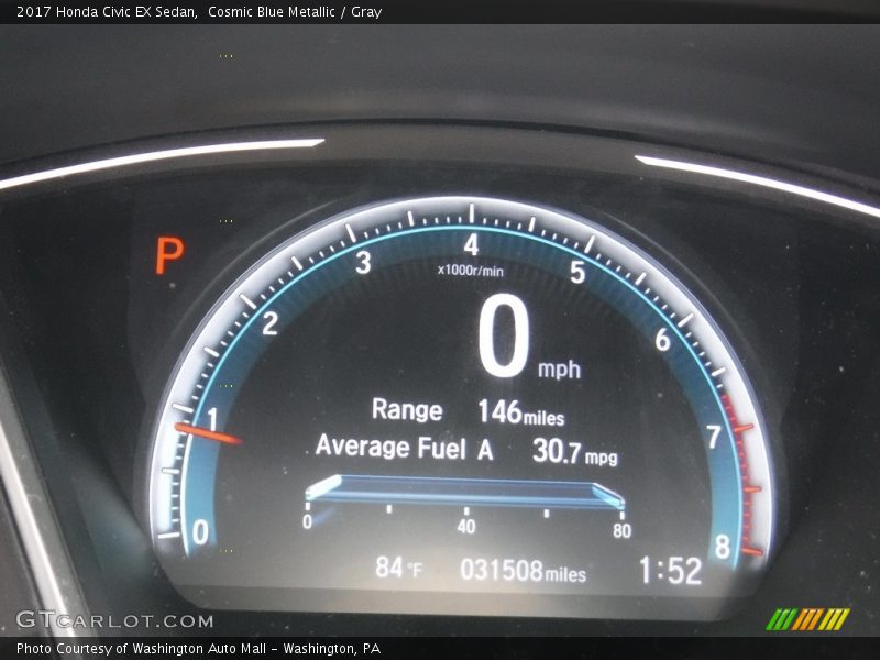 Cosmic Blue Metallic / Gray 2017 Honda Civic EX Sedan