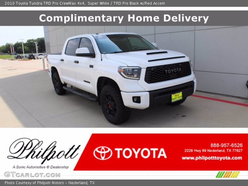 Super White / TRD Pro Black w/Red Accent 2019 Toyota Tundra TRD Pro CrewMax 4x4