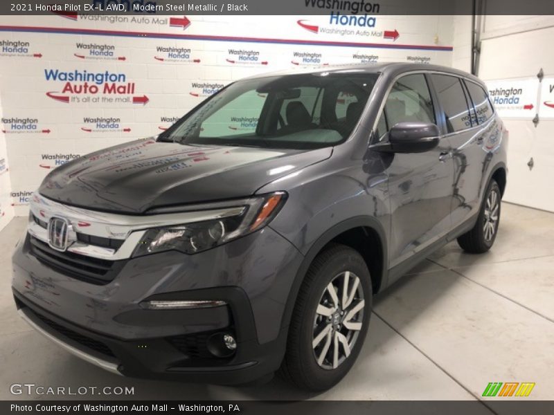 Modern Steel Metallic / Black 2021 Honda Pilot EX-L AWD