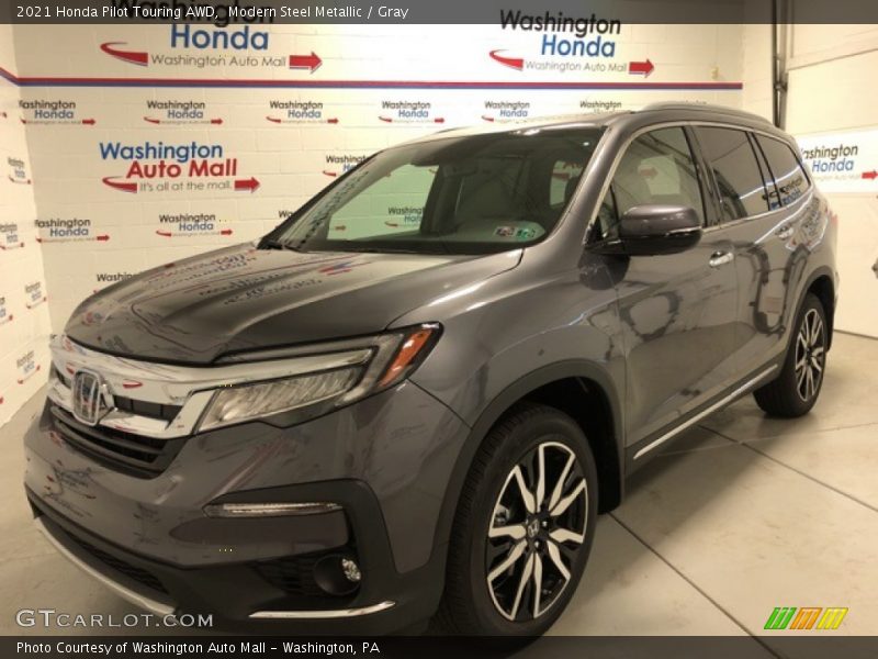 Modern Steel Metallic / Gray 2021 Honda Pilot Touring AWD