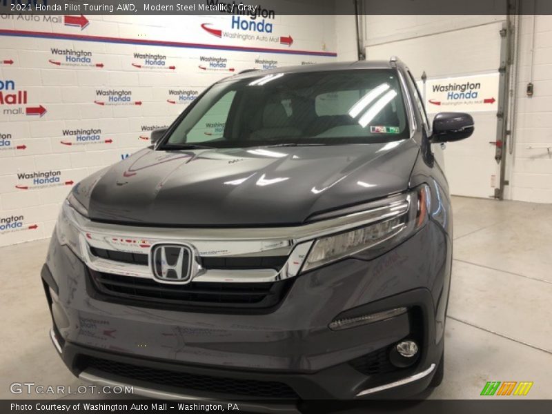 Modern Steel Metallic / Gray 2021 Honda Pilot Touring AWD