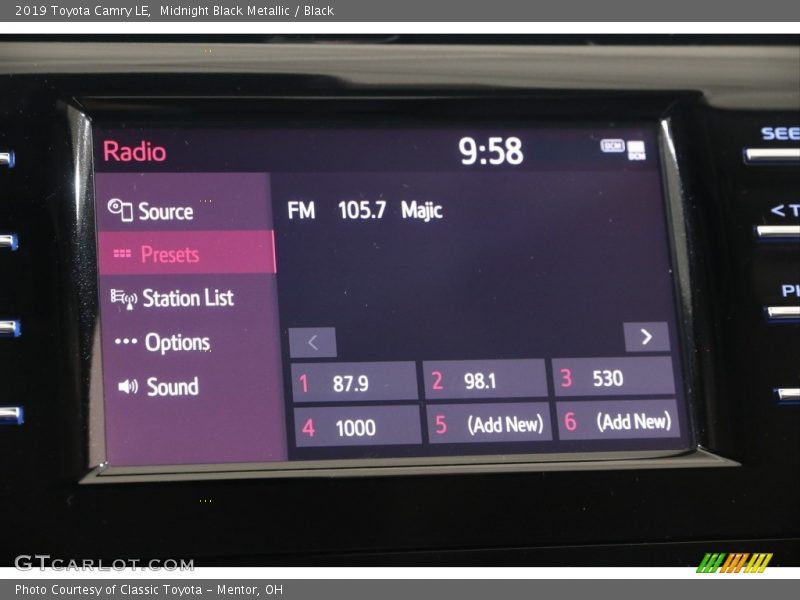 Midnight Black Metallic / Black 2019 Toyota Camry LE
