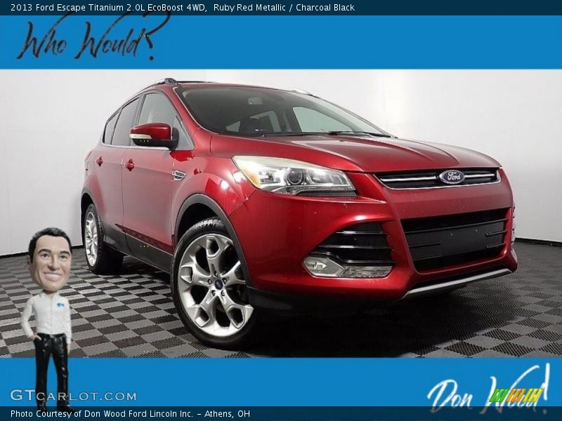 Ruby Red Metallic / Charcoal Black 2013 Ford Escape Titanium 2.0L EcoBoost 4WD