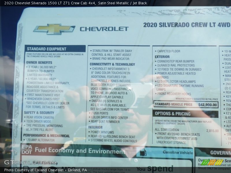  2020 Silverado 1500 LT Z71 Crew Cab 4x4 Window Sticker