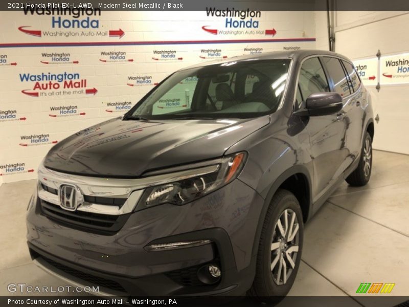 Modern Steel Metallic / Black 2021 Honda Pilot EX-L AWD