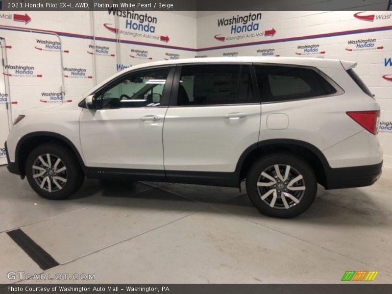 Platinum White Pearl / Beige 2021 Honda Pilot EX-L AWD