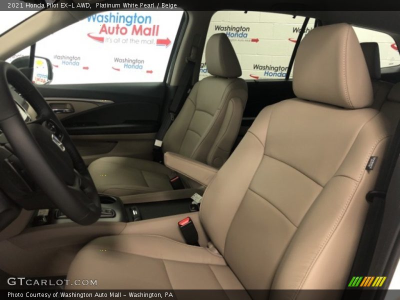 Platinum White Pearl / Beige 2021 Honda Pilot EX-L AWD