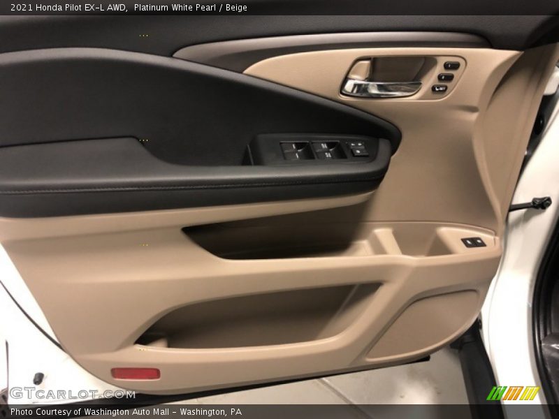 Platinum White Pearl / Beige 2021 Honda Pilot EX-L AWD