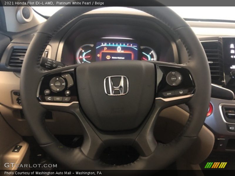Platinum White Pearl / Beige 2021 Honda Pilot EX-L AWD