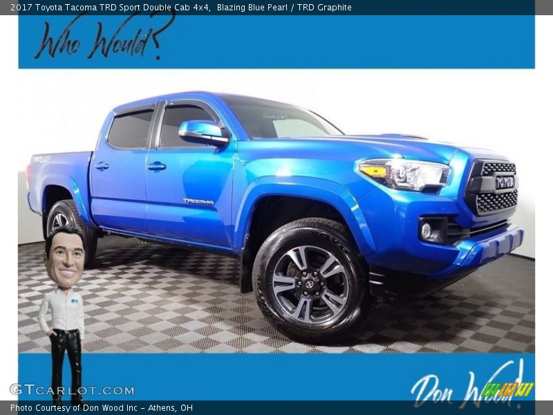 Blazing Blue Pearl / TRD Graphite 2017 Toyota Tacoma TRD Sport Double Cab 4x4