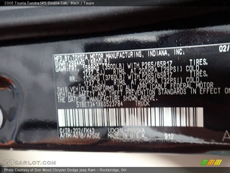 Black / Taupe 2006 Toyota Tundra SR5 Double Cab