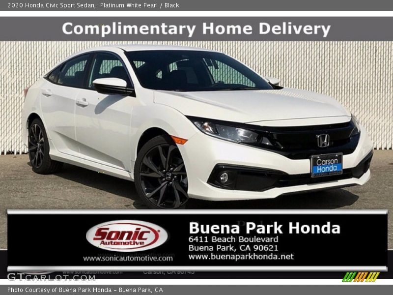 Platinum White Pearl / Black 2020 Honda Civic Sport Sedan