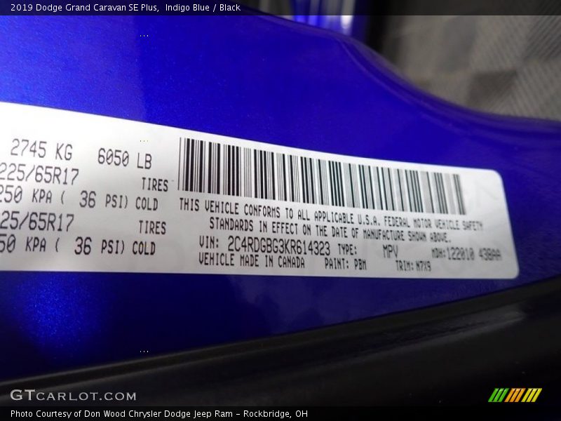Indigo Blue / Black 2019 Dodge Grand Caravan SE Plus