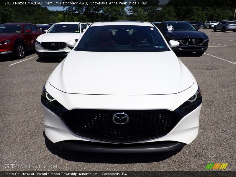 Snowflake White Pearl Mica / Red 2020 Mazda MAZDA3 Premium Hatchback AWD