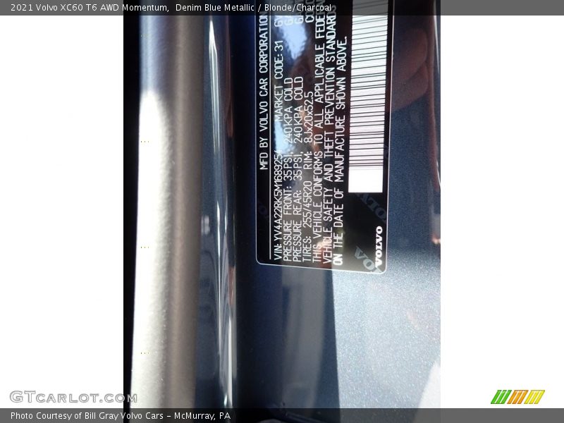 Denim Blue Metallic / Blonde/Charcoal 2021 Volvo XC60 T6 AWD Momentum