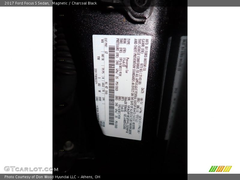 Magnetic / Charcoal Black 2017 Ford Focus S Sedan