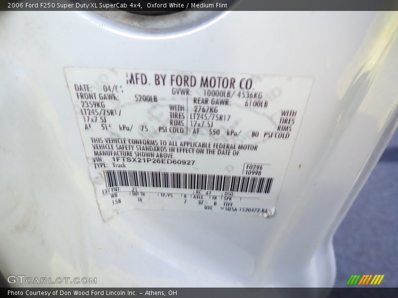 Oxford White / Medium Flint 2006 Ford F250 Super Duty XL SuperCab 4x4