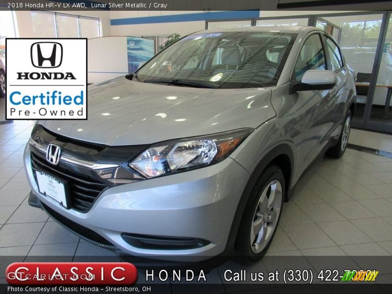 Lunar Silver Metallic / Gray 2018 Honda HR-V LX AWD