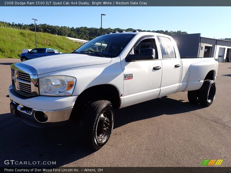 Bright White / Medium Slate Gray 2008 Dodge Ram 3500 SLT Quad Cab 4x4 Dually