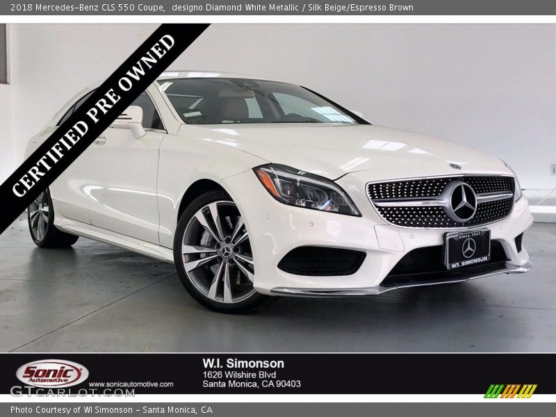 designo Diamond White Metallic / Silk Beige/Espresso Brown 2018 Mercedes-Benz CLS 550 Coupe