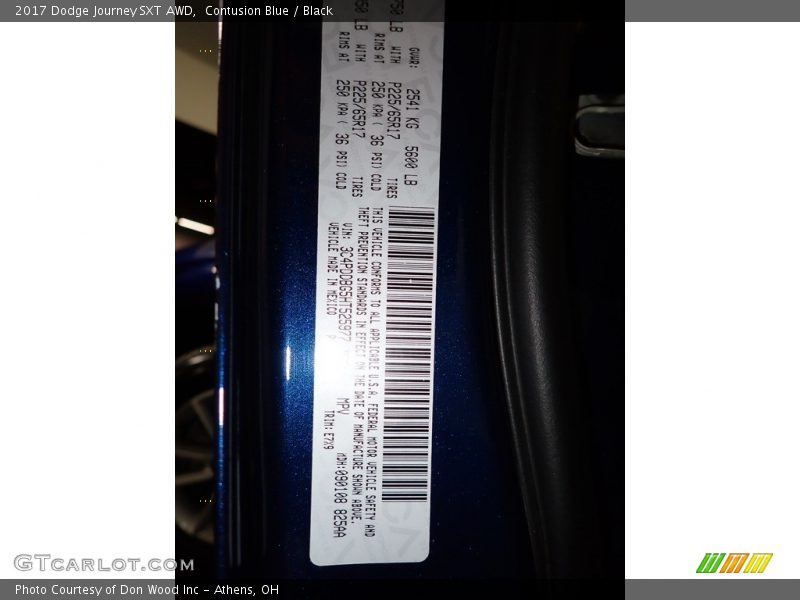 Contusion Blue / Black 2017 Dodge Journey SXT AWD