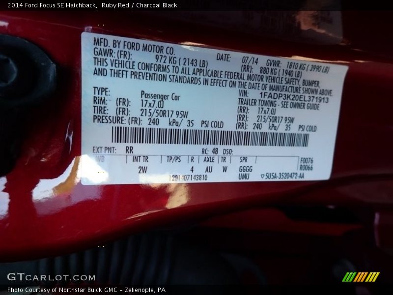 Ruby Red / Charcoal Black 2014 Ford Focus SE Hatchback