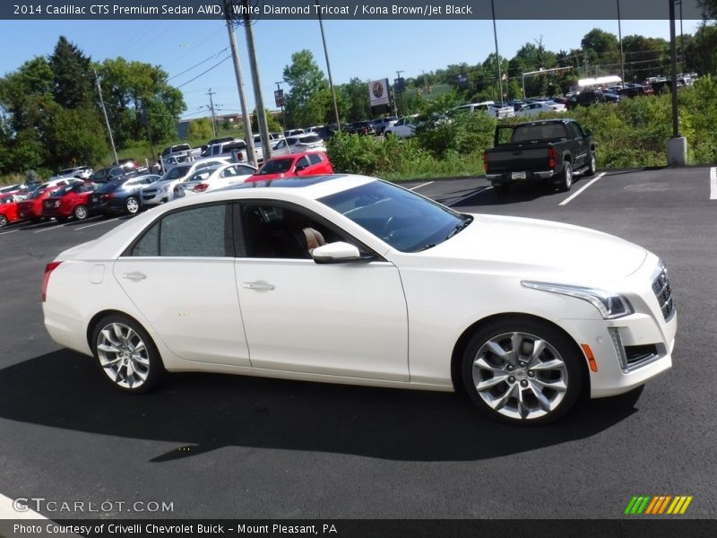 White Diamond Tricoat / Kona Brown/Jet Black 2014 Cadillac CTS Premium Sedan AWD