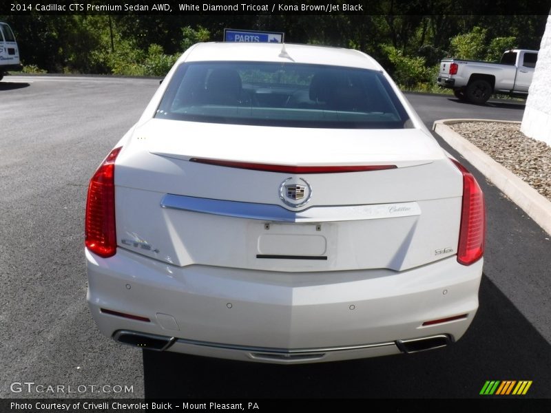 White Diamond Tricoat / Kona Brown/Jet Black 2014 Cadillac CTS Premium Sedan AWD