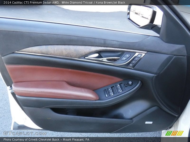 White Diamond Tricoat / Kona Brown/Jet Black 2014 Cadillac CTS Premium Sedan AWD