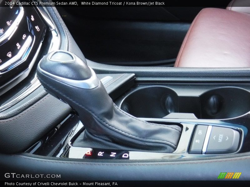 White Diamond Tricoat / Kona Brown/Jet Black 2014 Cadillac CTS Premium Sedan AWD