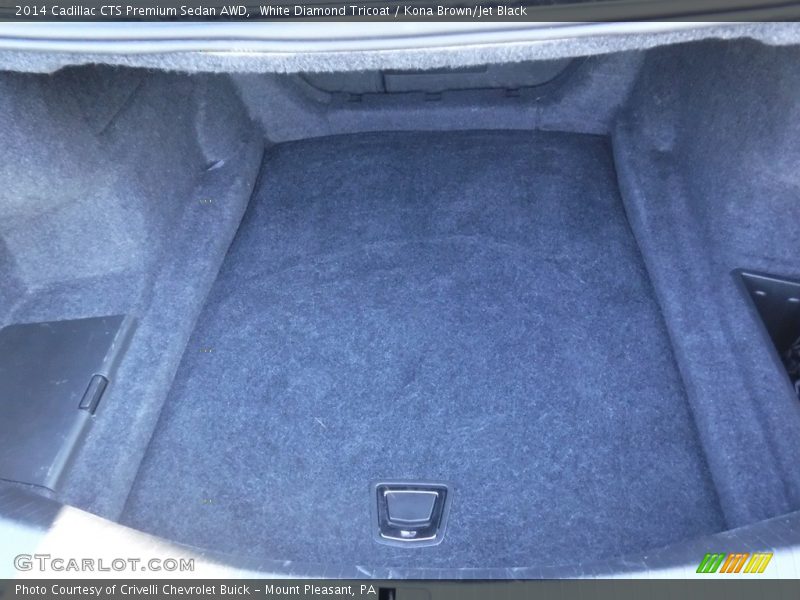 White Diamond Tricoat / Kona Brown/Jet Black 2014 Cadillac CTS Premium Sedan AWD