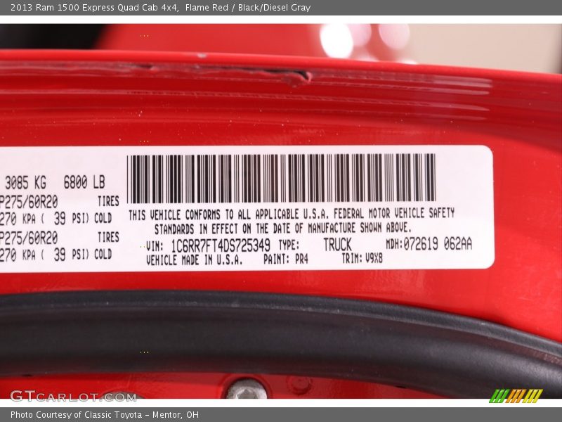 Flame Red / Black/Diesel Gray 2013 Ram 1500 Express Quad Cab 4x4