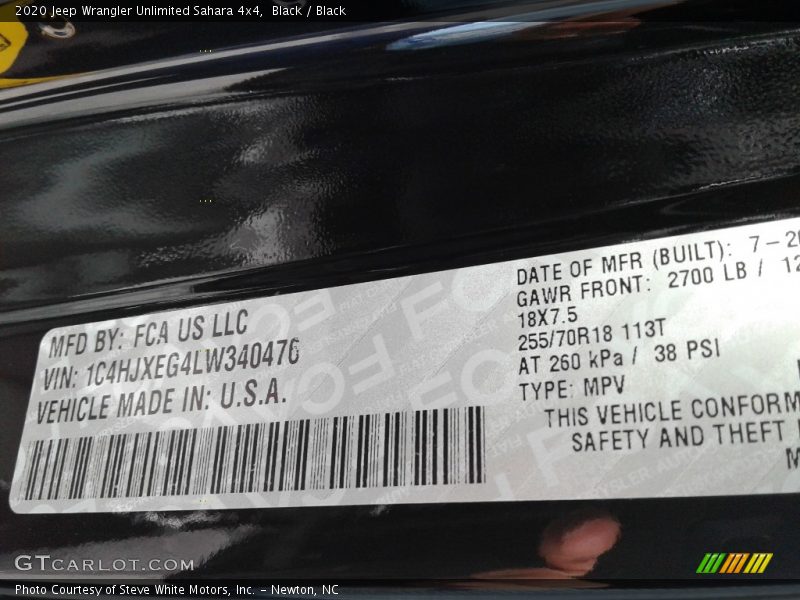 Black / Black 2020 Jeep Wrangler Unlimited Sahara 4x4