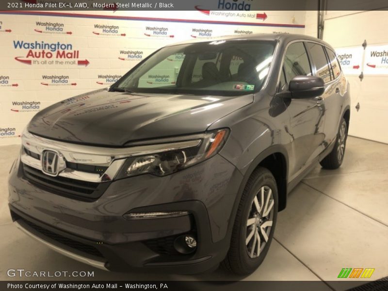 Modern Steel Metallic / Black 2021 Honda Pilot EX-L AWD