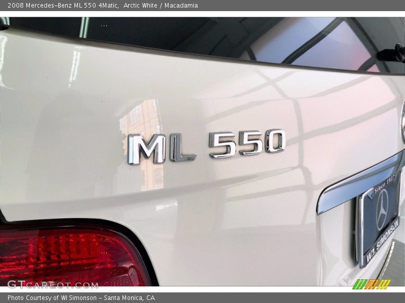 Arctic White / Macadamia 2008 Mercedes-Benz ML 550 4Matic