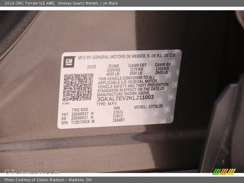 Smokey Quartz Metallic / Jet Black 2019 GMC Terrain SLE AWD