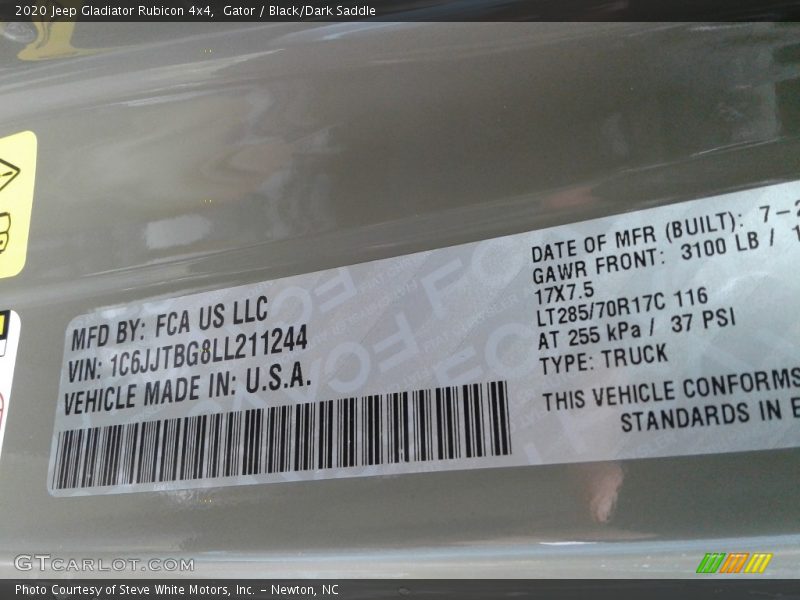 Gator / Black/Dark Saddle 2020 Jeep Gladiator Rubicon 4x4