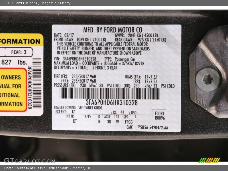 Magnetic / Ebony 2017 Ford Fusion SE
