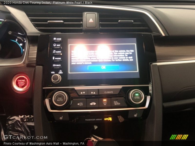 Platinum White Pearl / Black 2020 Honda Civic Touring Sedan