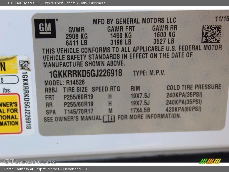 White Frost Tricoat / Dark Cashmere 2016 GMC Acadia SLT