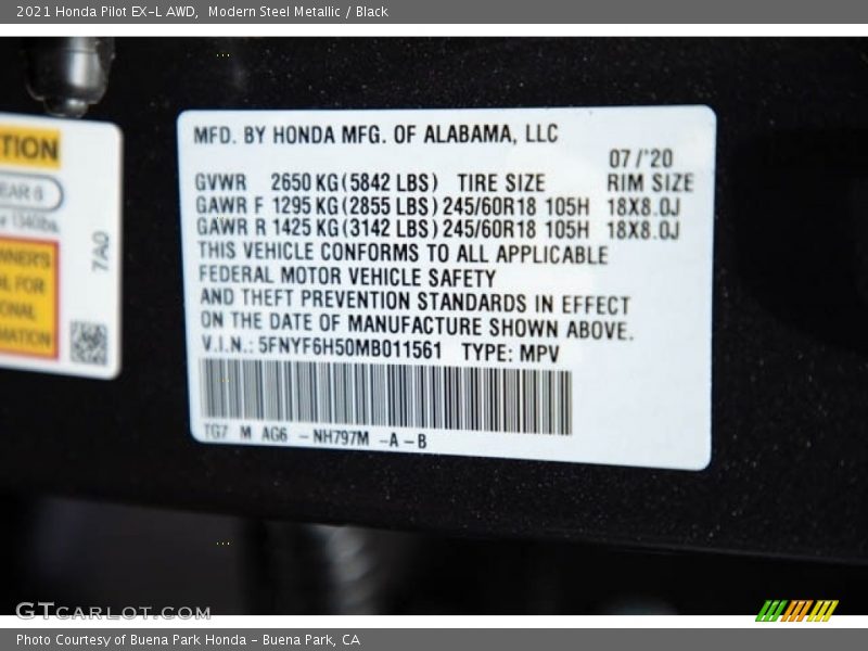 Modern Steel Metallic / Black 2021 Honda Pilot EX-L AWD