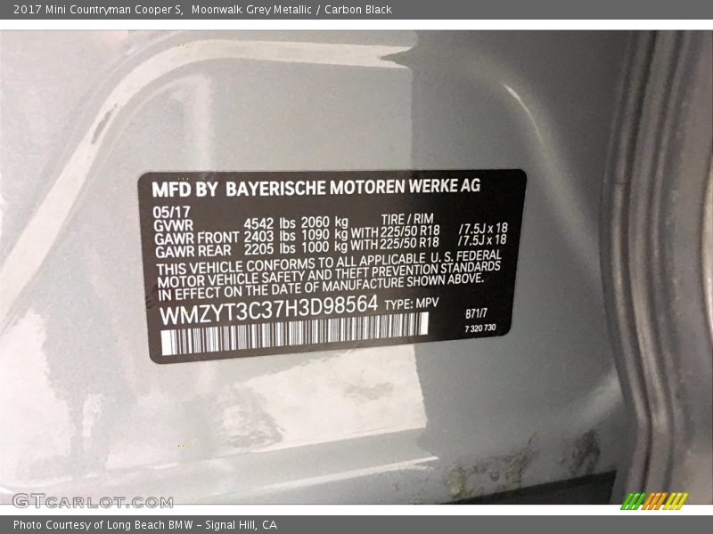 Moonwalk Grey Metallic / Carbon Black 2017 Mini Countryman Cooper S