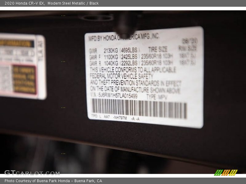 Modern Steel Metallic / Black 2020 Honda CR-V EX