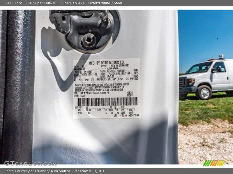 Oxford White / Steel 2012 Ford F250 Super Duty XLT SuperCab 4x4
