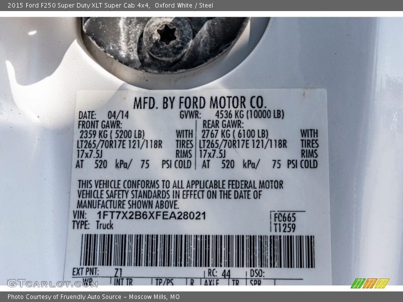 Oxford White / Steel 2015 Ford F250 Super Duty XLT Super Cab 4x4