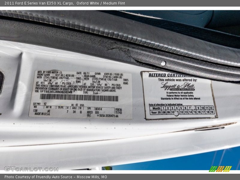 Oxford White / Medium Flint 2011 Ford E Series Van E350 XL Cargo