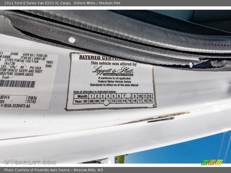 Oxford White / Medium Flint 2011 Ford E Series Van E350 XL Cargo