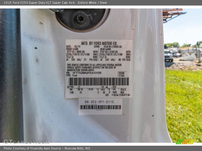 Oxford White / Steel 2015 Ford F250 Super Duty XLT Super Cab 4x4