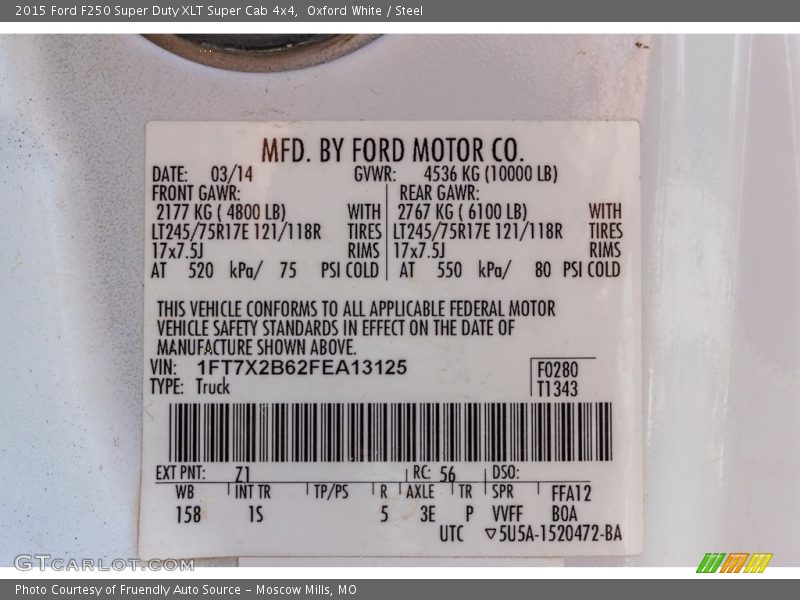 Oxford White / Steel 2015 Ford F250 Super Duty XLT Super Cab 4x4