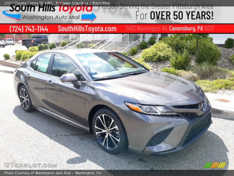 Predawn Gray Mica / Black/Red 2020 Toyota Camry SE AWD